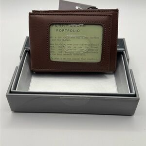 Perry Ellis Brown Leather Card Holder